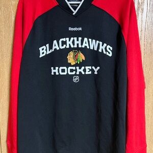 Reebok Chicago BlackHawks long sleeve Jersery style shirt with PlayDry wicking